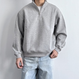 ONUN 型宽松休闲外套立领上衣 复古半拉链套头卫衣百搭纯色Boxy版