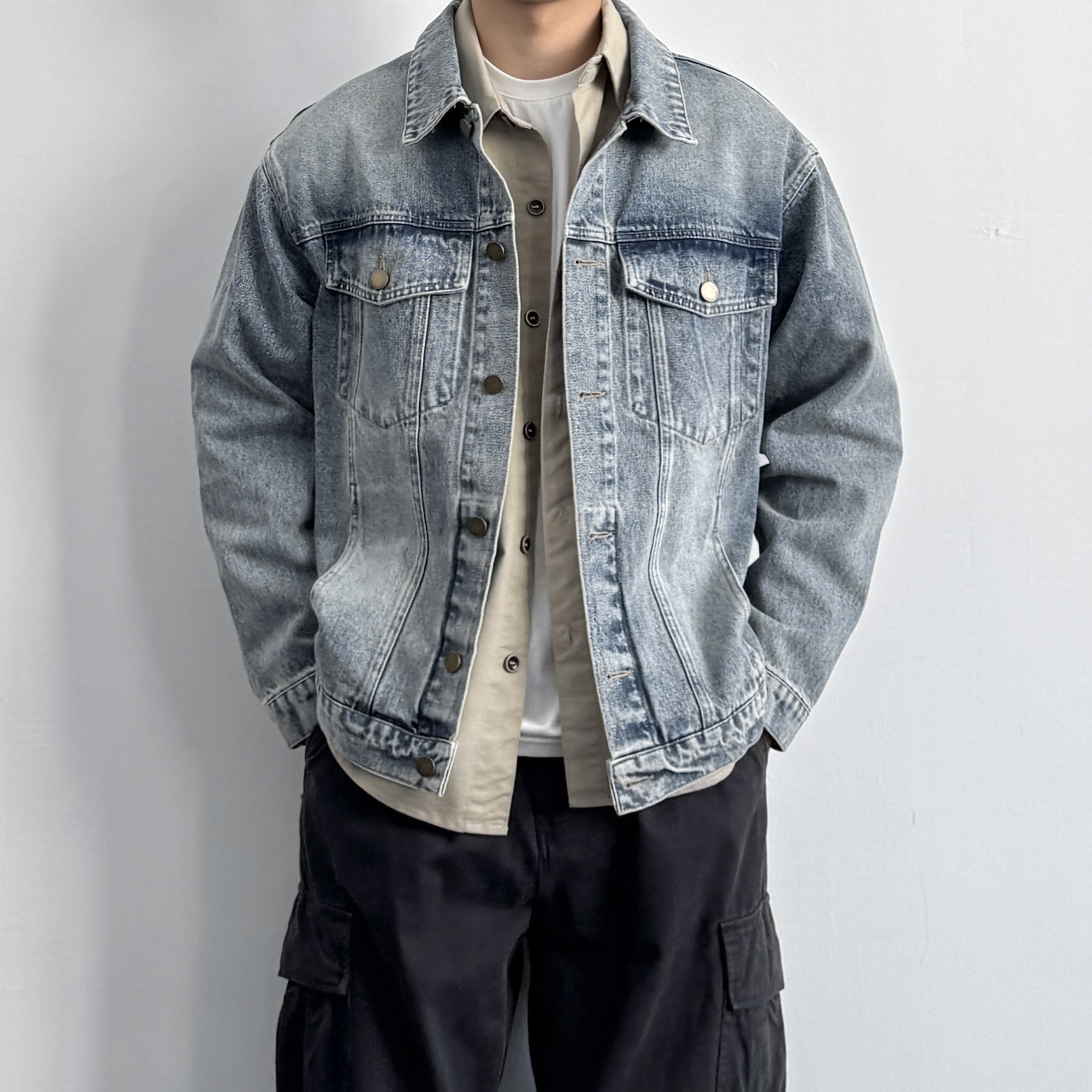 ONUN美式复古水洗做旧牛仔夹克