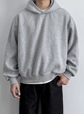 ONUN 廓感基础短宽纯色连帽卫衣美式复古宽松百搭休闲Boxy套头衫