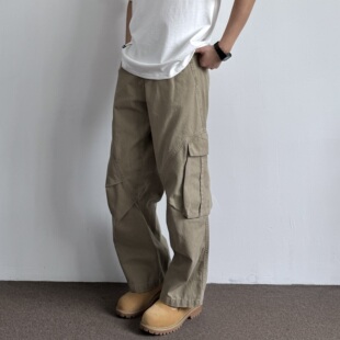 多口袋解构设计直筒休闲长裤 裤 复古重工水洗宽松廓形工装 ONUN美式
