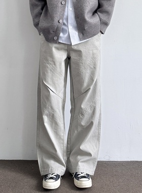 ONUN美式复古水洗纯棉珠帆做旧宽松直筒工装裤休闲百搭男生长裤子