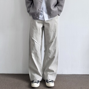 休闲百搭男生长裤 裤 子 复古水洗纯棉珠帆做旧宽松直筒工装 ONUN美式