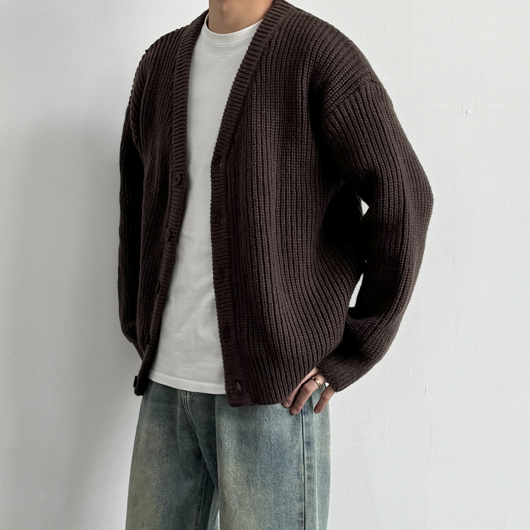 复古粗针休闲慵懒开衫毛衣