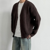 ONUN秋冬复古粗针开衫 毛衣宽松休闲慵懒百搭纯色针织衫 男女潮流行