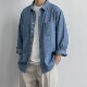 牛仔衬衫 ONUN 水洗复古棉质双口袋工装 日系宽松休闲翻领衬衣外套