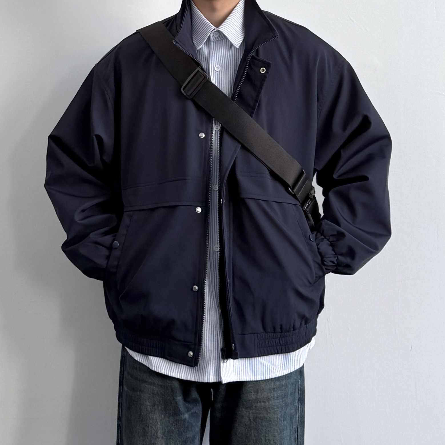 新款日系宽松立领工装夹克