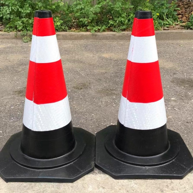橡胶路锥道路施工反光锥警示将军70cm雪糕圆筒尖帽路障桩交通设施