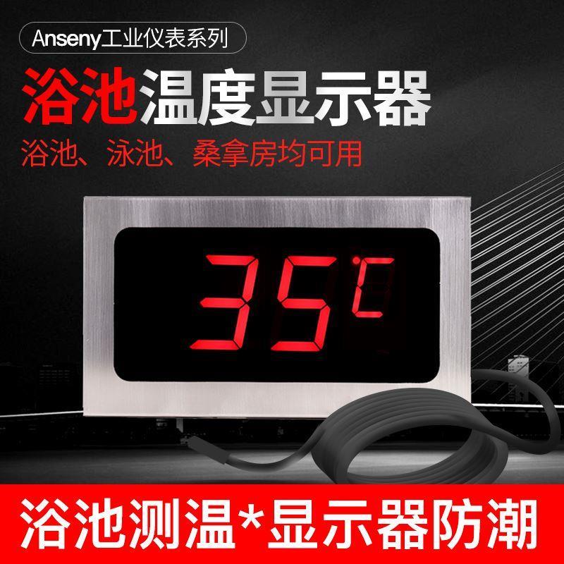 浴池泳池温度显示器带探头水池游泳池专用泡池水温计桑拿房温度表