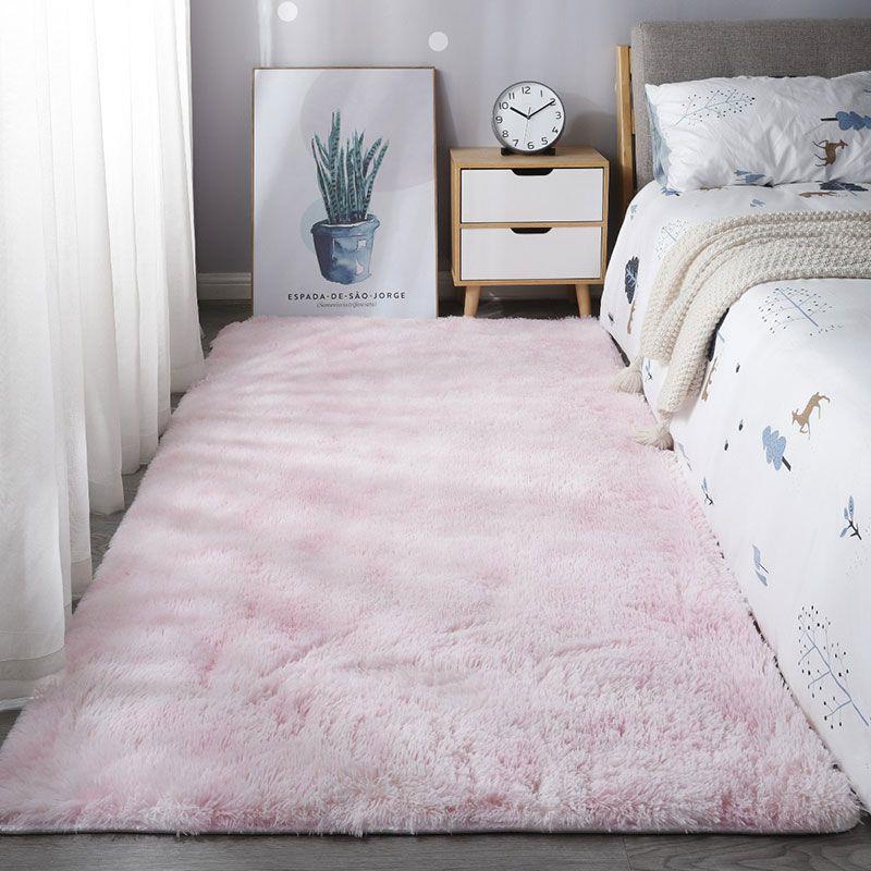 家用厚款床边地毯卧室满铺客厅茶几飘窗毛毛绒渐变色七彩圆形地垫