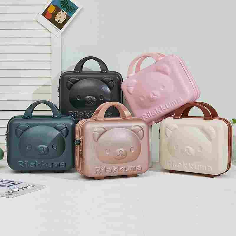 手提行李箱女14寸化妆箱小型旅行箱小号轻便可爱动漫3D熊密码箱包