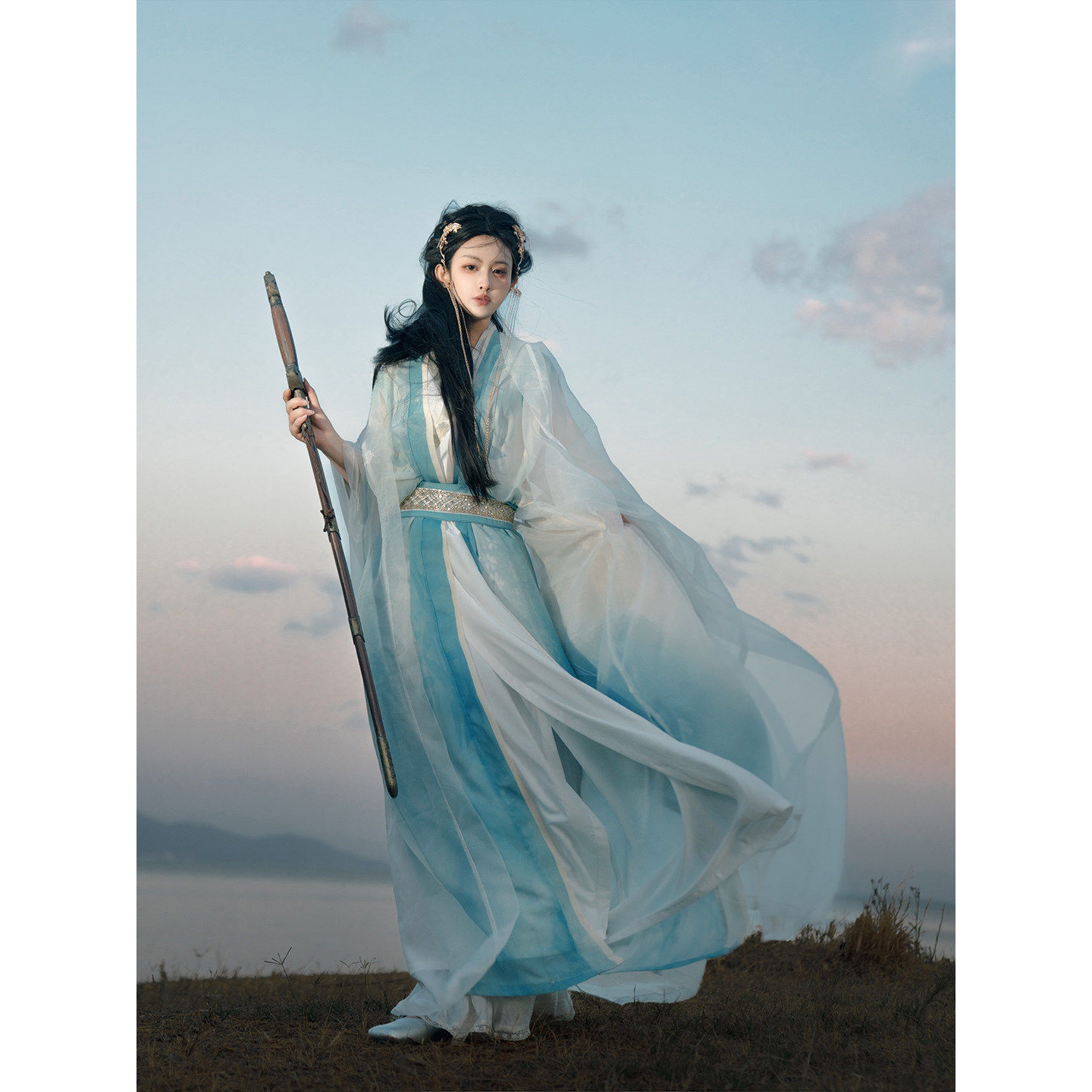汉服女【洛神赋】唐制大袖衫直裾刺绣古风超仙气国风春夏新款套装