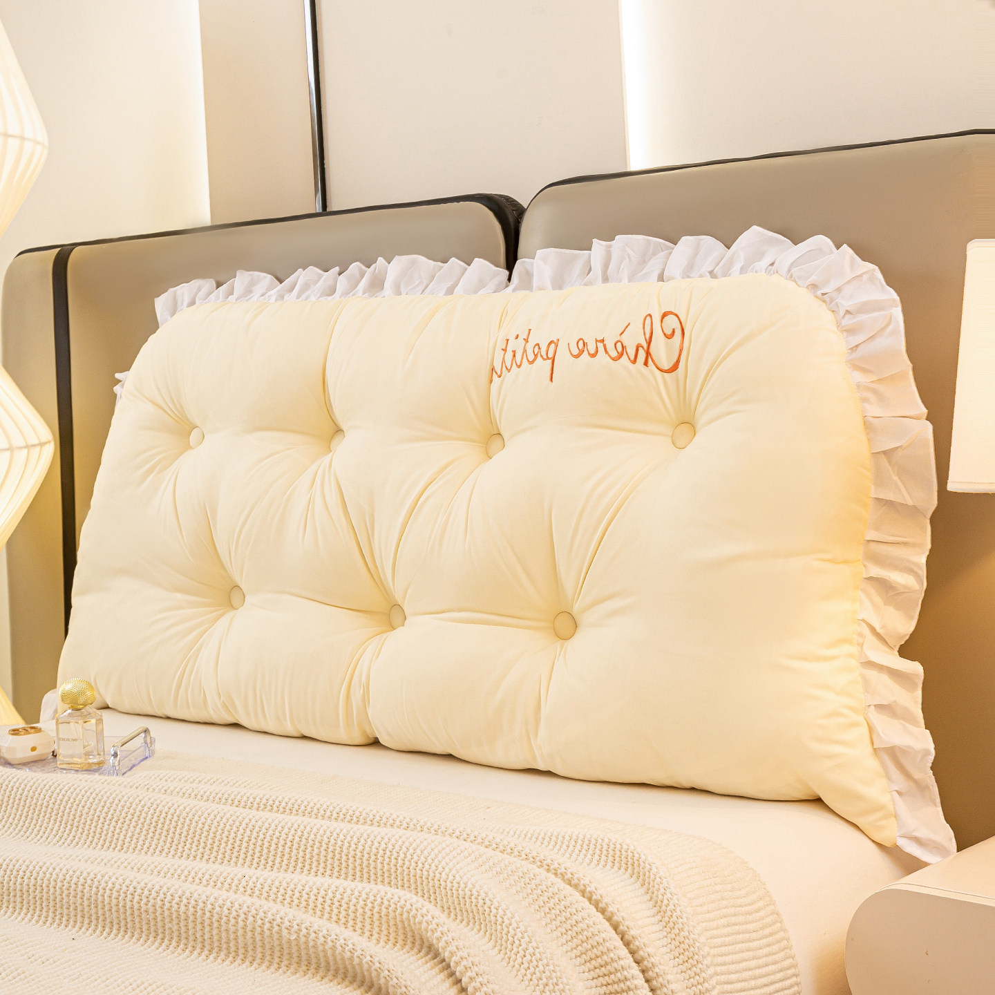 氛围感床头靠枕浅黄床上靠垫卧室榻榻米靠背防撞飘窗软包可拆洗,居家布艺,床头靠垫,淘宝优惠券,粉丝福利购,淘宝优惠卷