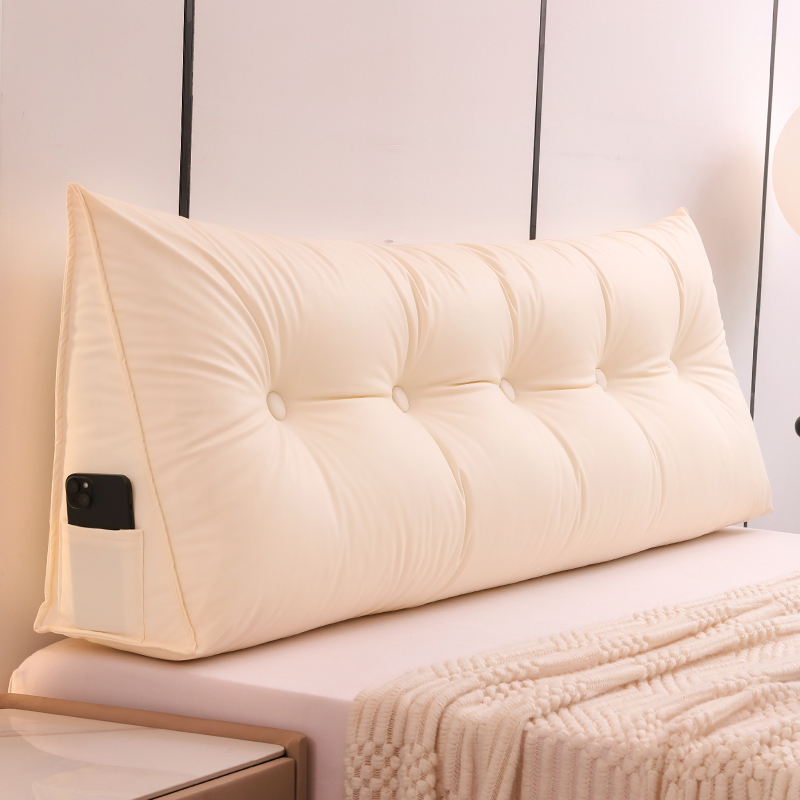 轻奢床头软包靠垫三角床上靠枕乳白榻榻米靠背护腰飘窗软垫可拆洗