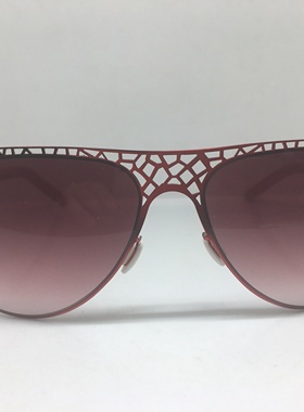 德系 无螺丝红色镂空飞行员款太阳镜墨镜