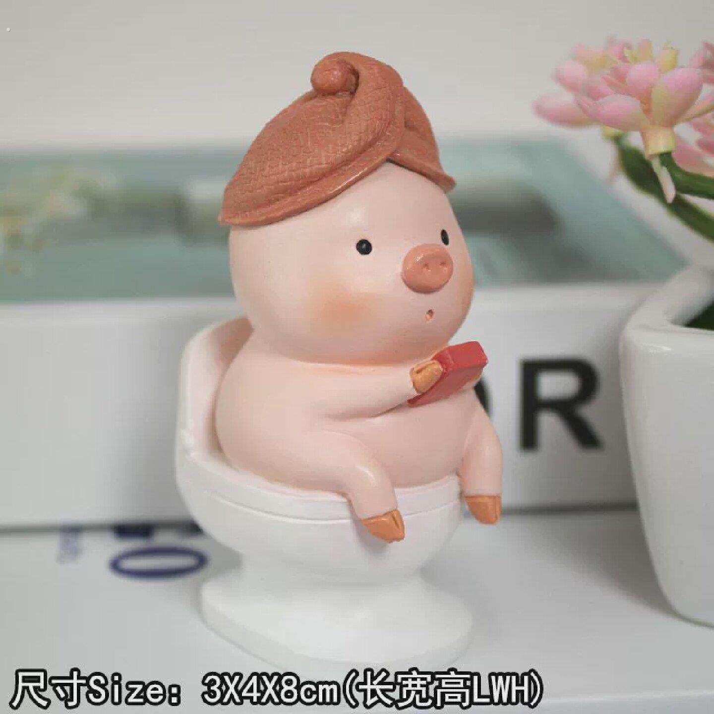 玩滑板的小猪创意装饰品车载摆件树脂工艺品汽车可爱送男女友礼物