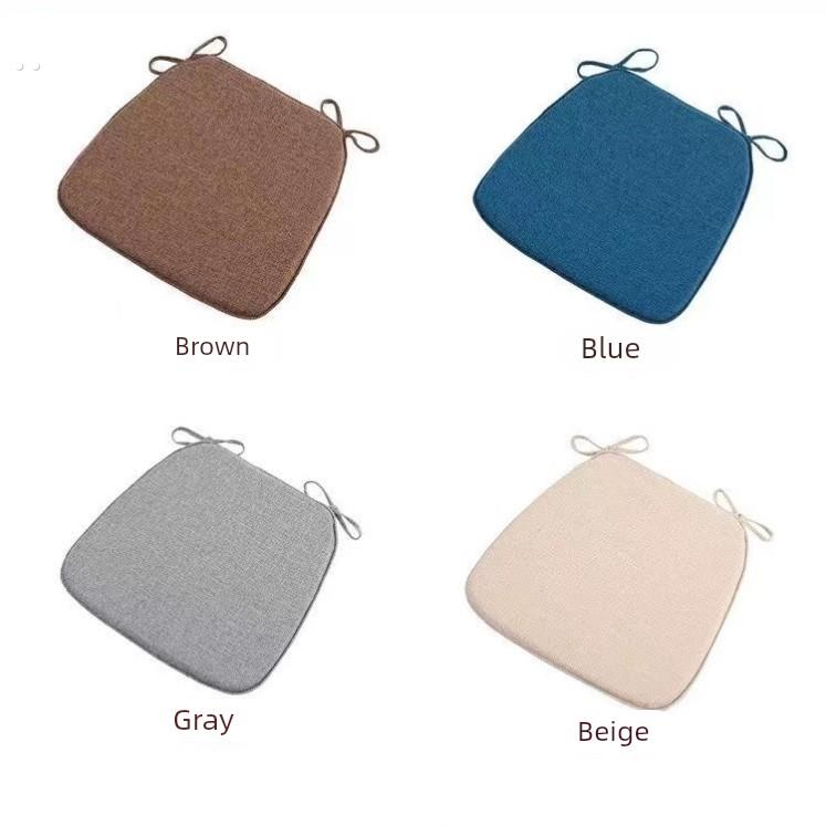 餐椅垫中式马蹄形坐垫四季通用棉麻防滑纯色椅子垫餐厅家用可拆洗