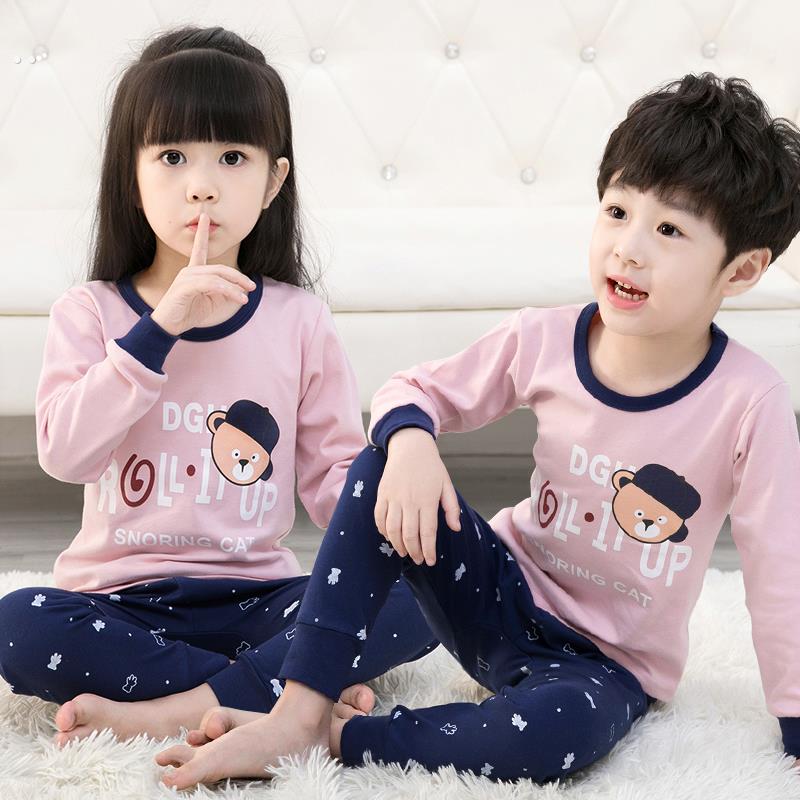 儿童秋衣秋裤纯棉女童男童保暖内衣套装春秋全棉宝宝小孩睡衣男孩