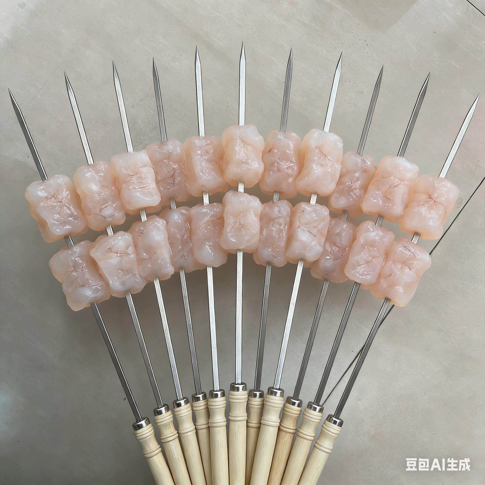 50厘米长菜串香菇不锈钢烧烤签大串专用商用铁钎大油边加长加宽
