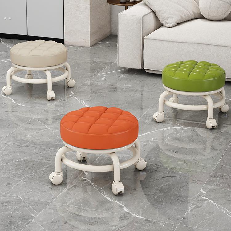 儿童长凳小椅子靠背转椅女孩卧室万能轮低凳子无声丙烯酸透明小凳