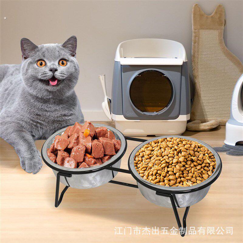 现货可拆装式双碗宠物食架食具猫狗宠物碗架动物喂食架