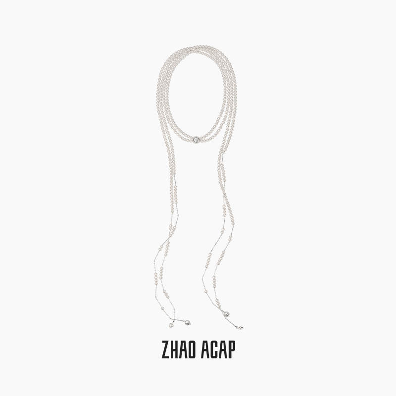 ZHAO ACAP原创设计双层珍珠午夜流光围巾长项链多种戴法