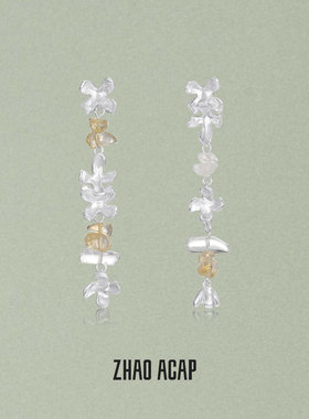 ZHAO ACAP蜜糖与桂花酒白水晶黄水晶耳坠精致高级感耳饰流苏耳环