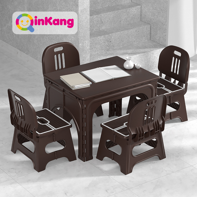 沁康塑料折叠桌子户外便携式简易餐桌家用儿童写字台手提桌椅套装