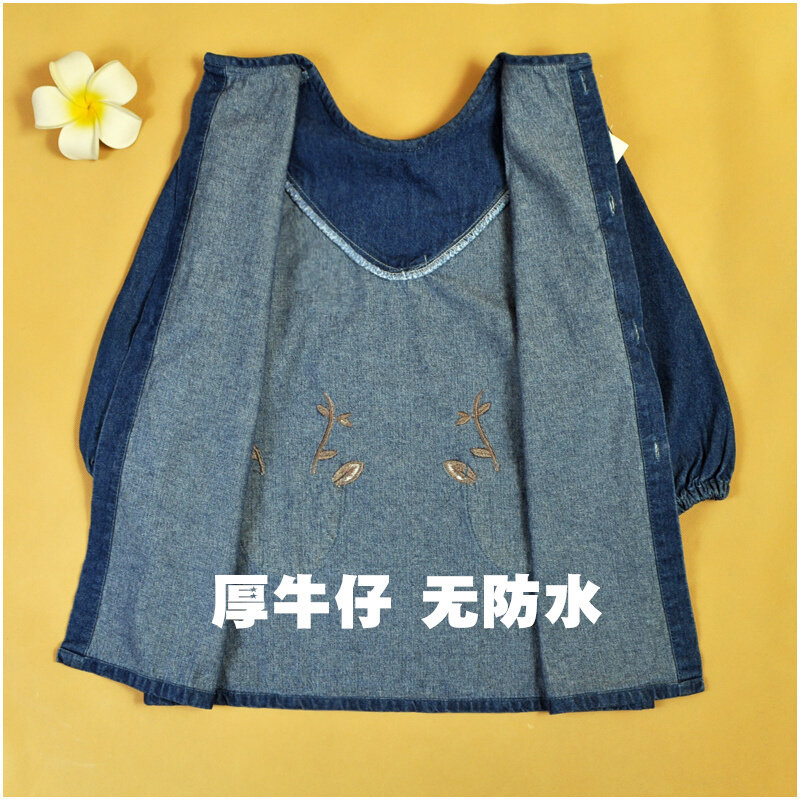 中长款及膝男宝宝牛仔罩衣秋冬防脏大码儿童反穿衣灯芯绒吃饭衣