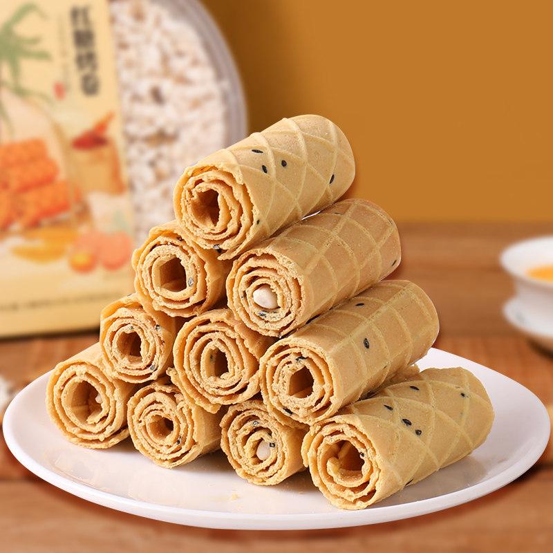 汉瑭秘点红糖蛋卷爆米花手工传统零食小吃台州特产老式红糖烤卷