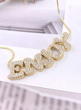 新款时尚英文26个字母吊坠镶锆石