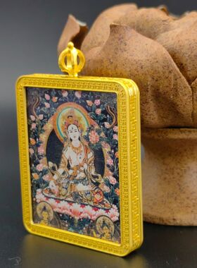 单面描金白度母4x5八宝莲花万字