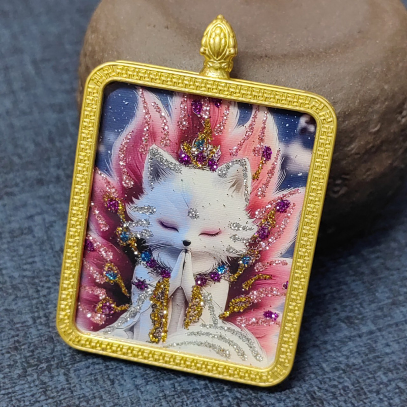 唐卡龙五爷黄财神九尾方形唐卡吊