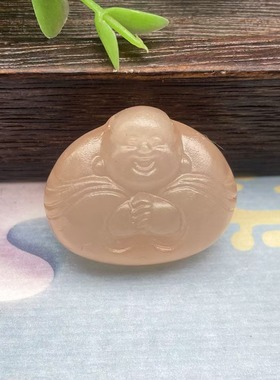 阿富藕粉青白色抱抱佛弥勒佛立体