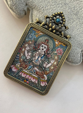 新品双鹿唐卡吊坠八大守护神布艺