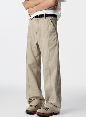 GTRG美式街头覆古水洗做旧牛仔裤男宽松美拉德解构设计感休闲 长