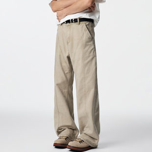 GTRG美式街头覆古水洗做旧牛仔裤男宽松美拉德解构设计感休闲 长