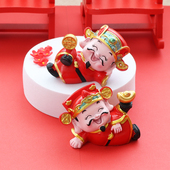 财神爷小摆件桌面车载蛋糕装 饰品吉祥喜庆开业新年乔迁伴手礼物