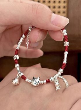 设计猫咪编织奢小众小鱼高级感红手女轻本命年绳小众手链红绳