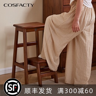 实木梯凳家用梯子折叠梯登高楼梯人字梯凳子梯椅两用小梯子置物架