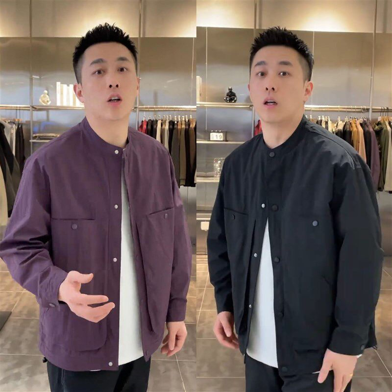 速发春季宽款简约高档装利领外套男潮流时尚新松百搭休闲工亨夹克