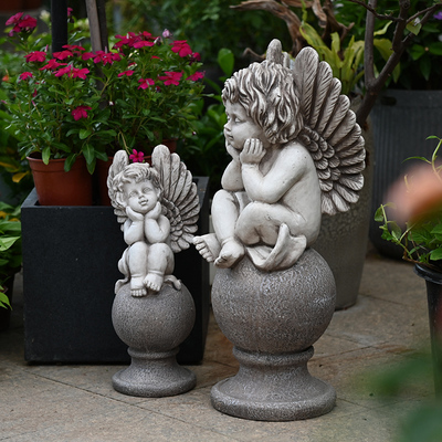 速发物园户生复古欧式天使摆件可爱先外人花雕塑花园装饰庭院台布