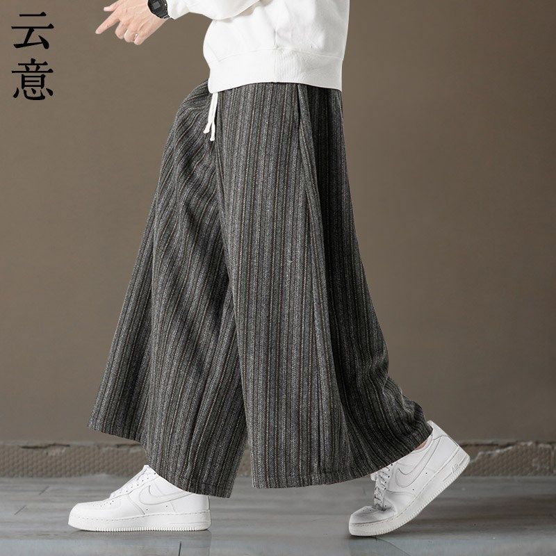 速发新中式男装条纹阔腿裤子中国风裙呢直复古料筒裤汉服毛裤唐装,男装,休闲裤,淘宝优惠券,粉丝福利购,淘宝优惠卷