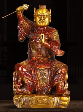 速发监斋菩萨摆件纯铜像绘监斋使彩紧那大号家居供养