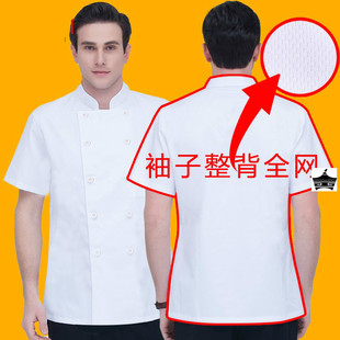 速发后背全衣透气高档厨师工作服夏男季厨房工衣酒店饭店网服