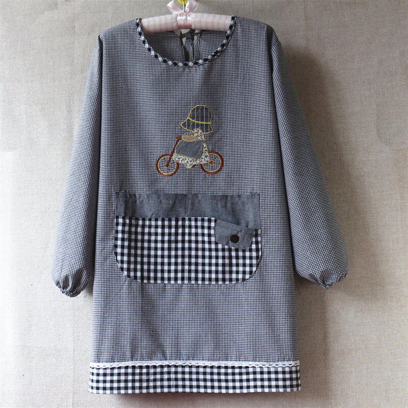 速发新全腰裙长袖家用厨房纯棉布时尚炒菜可爱款身围围反穿罩王涛