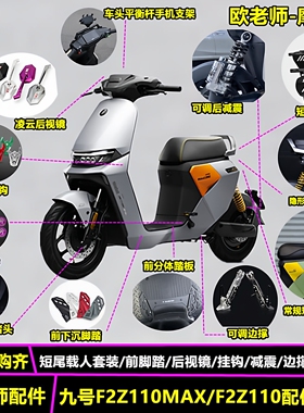 欧老师适用九号F2Z110MAX短尾一体坐垫脚踏后视镜平衡杆改装配件