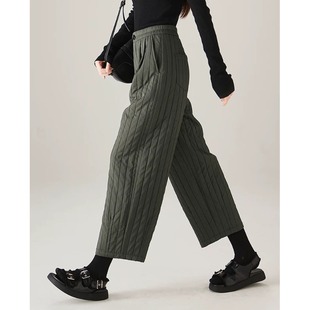 外穿高级夹棉加厚防寒保暖裤 欧货大码 女冬季 裤 子郑州 九分阔腿棉裤