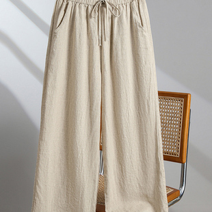 棉麻九分阔腿裤女夏季薄款2026新款今年流行爆款大码亚麻休闲裤子