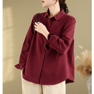 广东普宁纯棉衬衫女款2025秋新款爆款高级感轻奢减龄洋气衬衣上衣