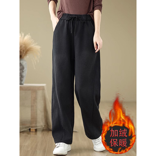 广州新塘加绒阔腿牛仔裤女秋冬新款欧货裤子十三行爆款裤郑州女裤